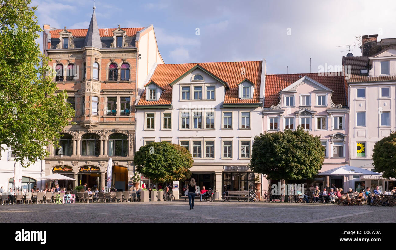Traditional buildings in the Altstadtmarkt (old town market square), city of Braunschweig (Brunswick) in Lower Saxony, Germany. Stock Photo