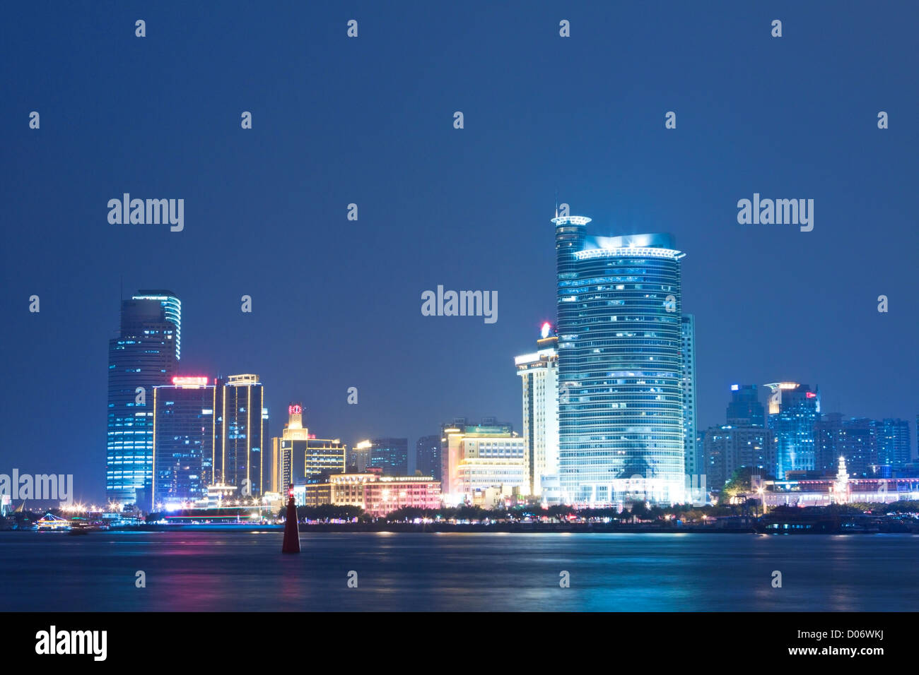 Xiaman business district downtown at night Stock Photo