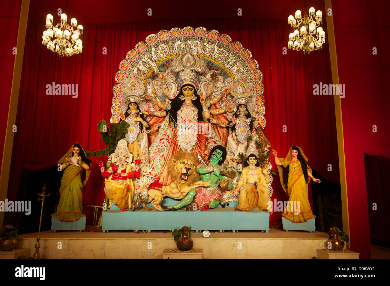 Statue of Durga maa during the Durga puja festival in Delhi, India Stock Photo