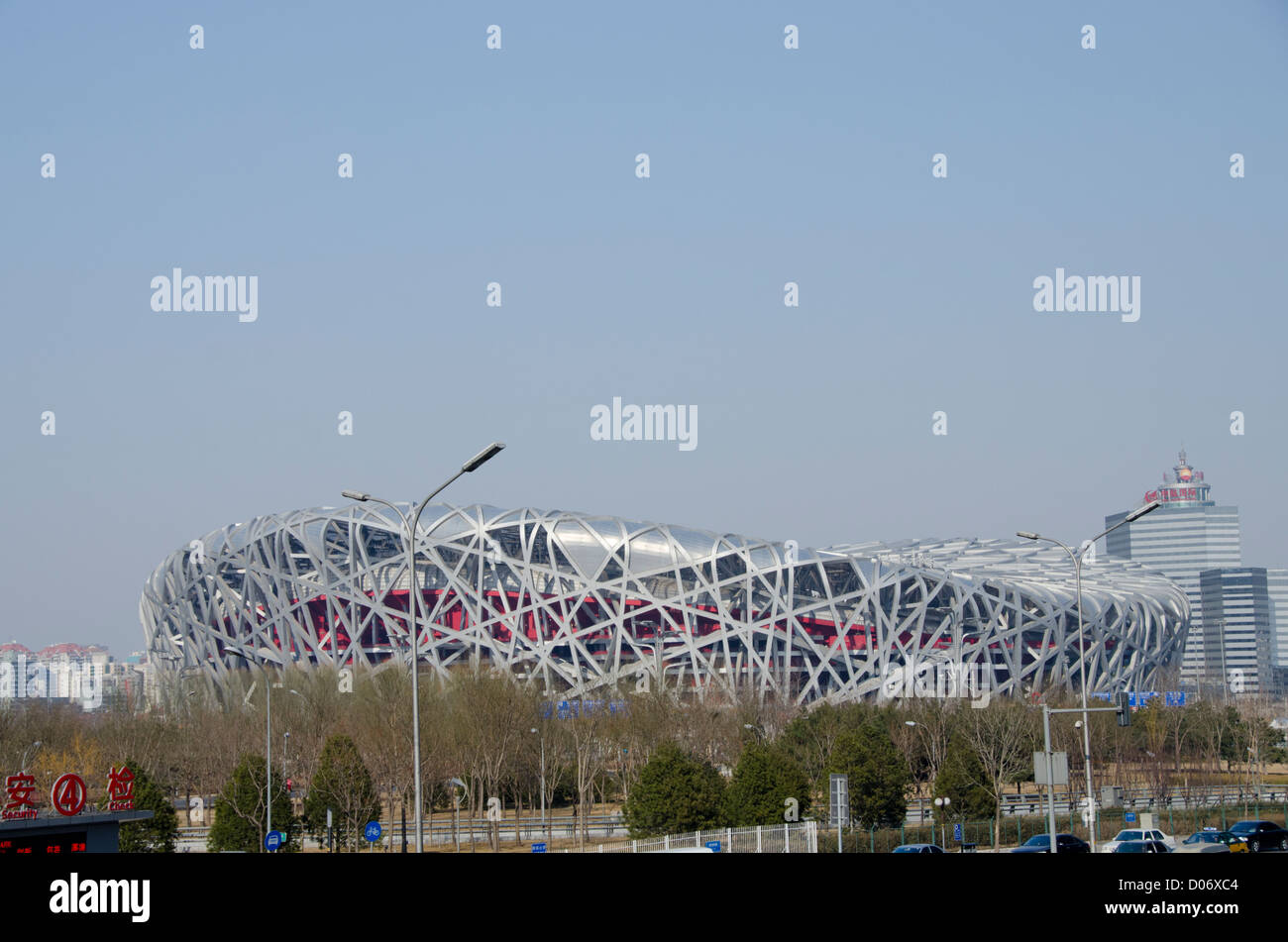 China, Beijing. Downtown Beijing, Beijing National Stadium, also known as the Bird's Nest, built for the 2008 Olympic Games. Stock Photo