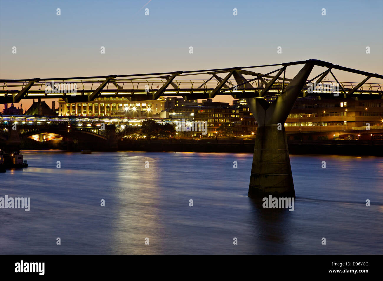 Millennium bridge from the south bank of the Thames, London, England Stock Photo