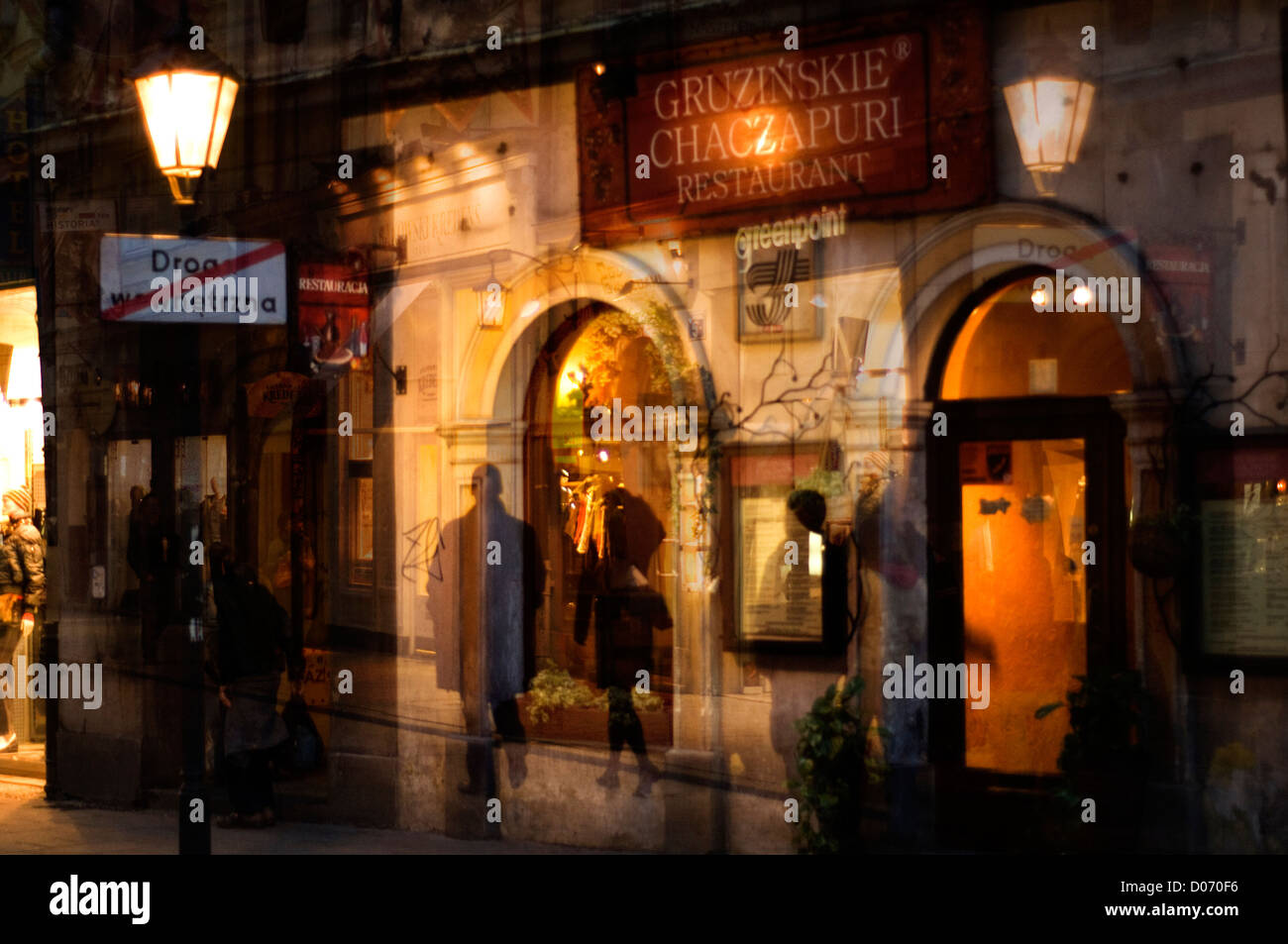Krakow by night: a creative composite montage Stock Photo