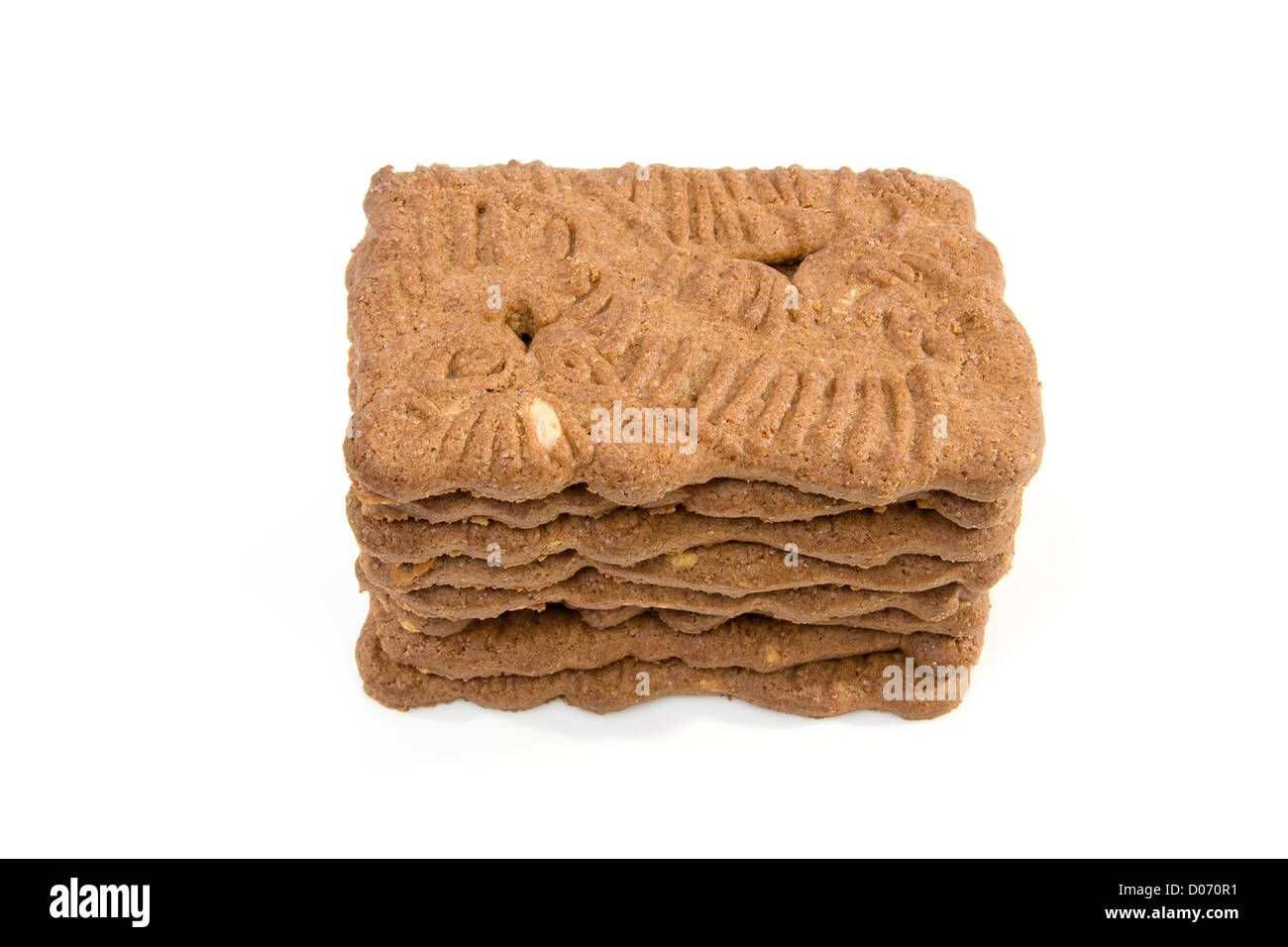 Dutch speculaas biscuit cake isolated on white background Stock Photo