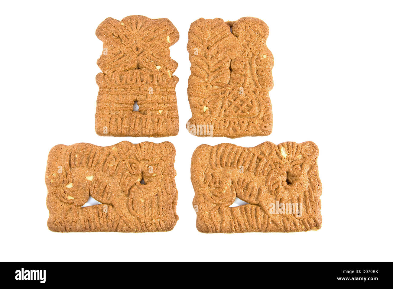 Dutch speculaas biscuit cake isolated on white background Stock Photo