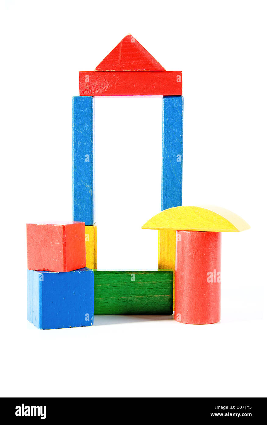 colorful woorden building blocks over white background Stock Photo - Alamy