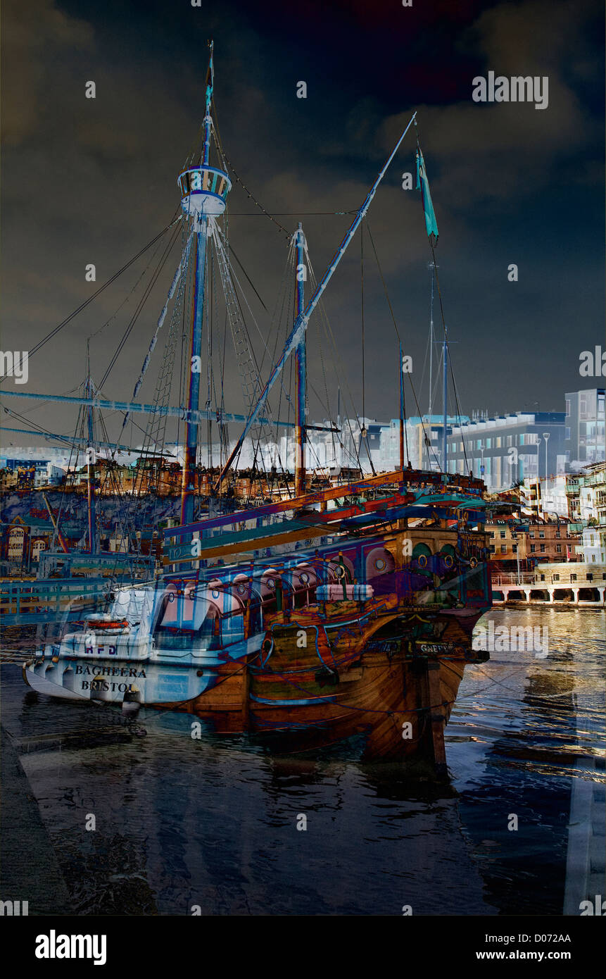 Bristol Harbour as a Creative Composite Montage Image Stock Photo