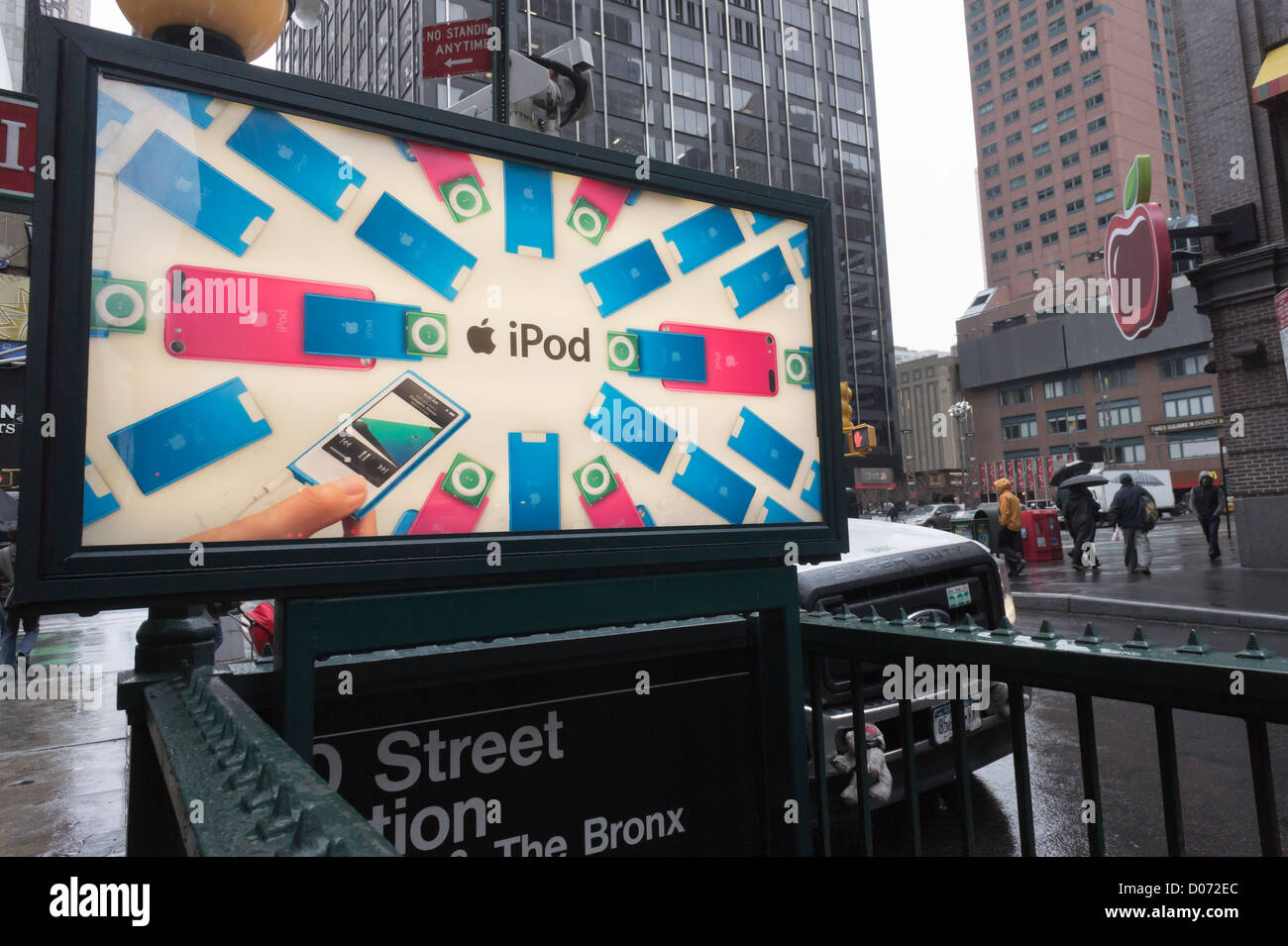 Advertising for the Apple's line of iPods on a subway kiosk in New York on Tuesday, November 12, 2012. (© Richard B. Levine) Stock Photo