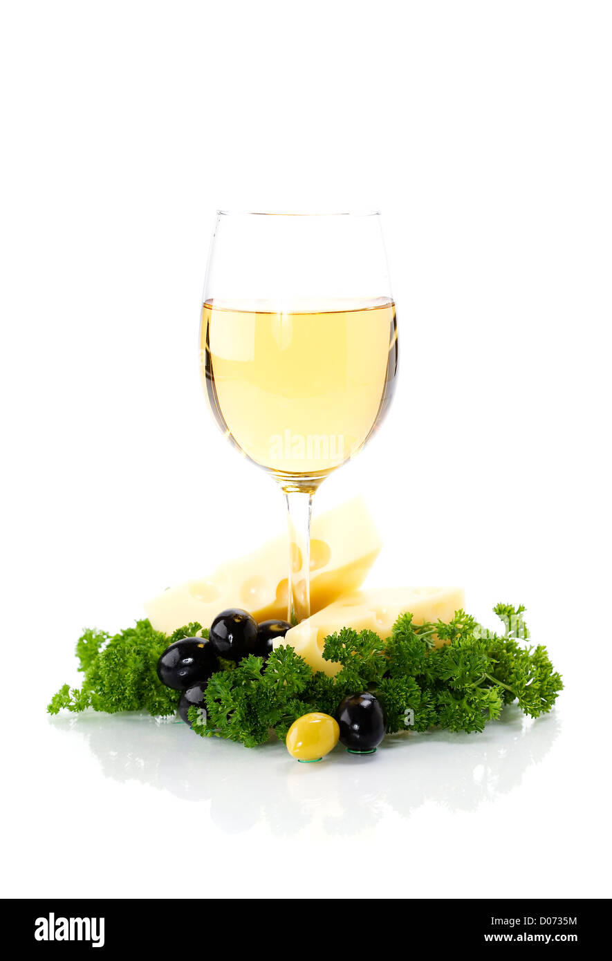 Cheese and white wine Stock Photo