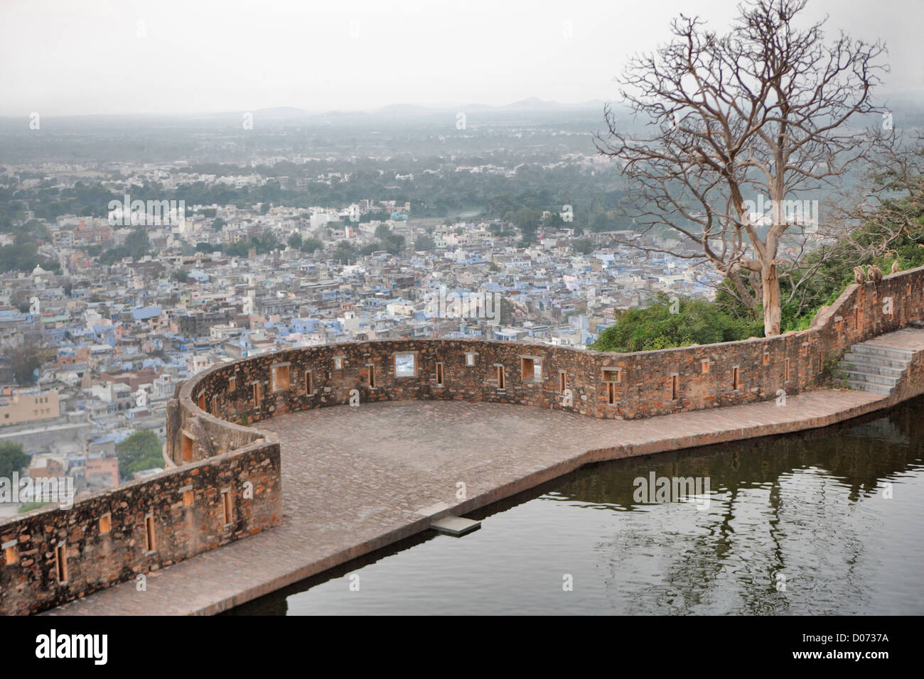 An over view of Chittorgarh town from Chittorgarh Fort, Rajasthan, India Stock Photo