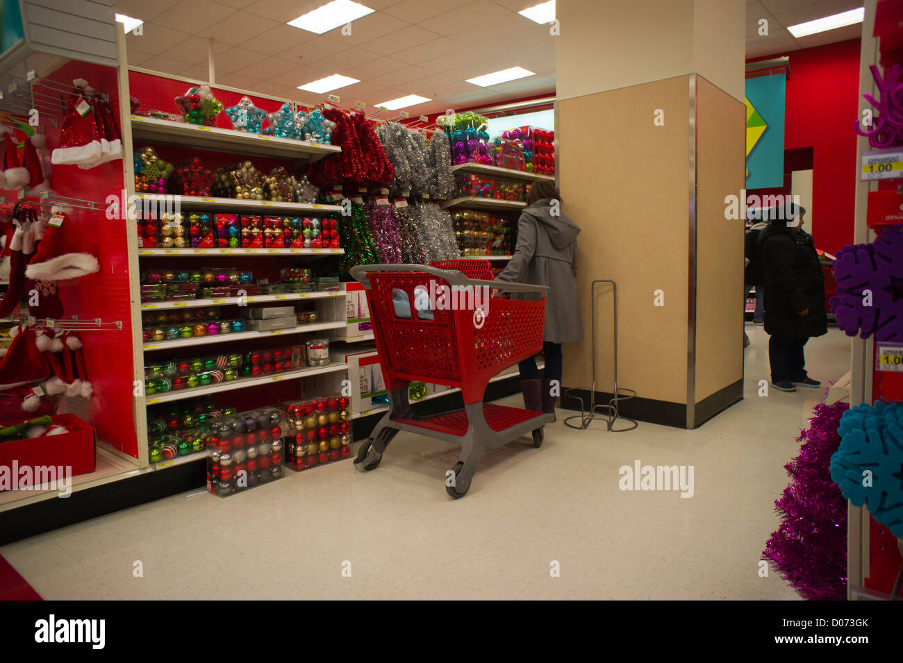 Shoppers in the Christmas department in a Target store in New York