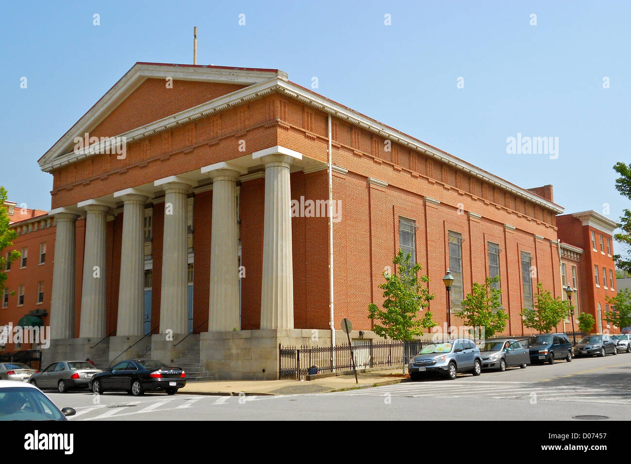Church at corner of Hollins and Popelton in Baltimore. Stock Photo