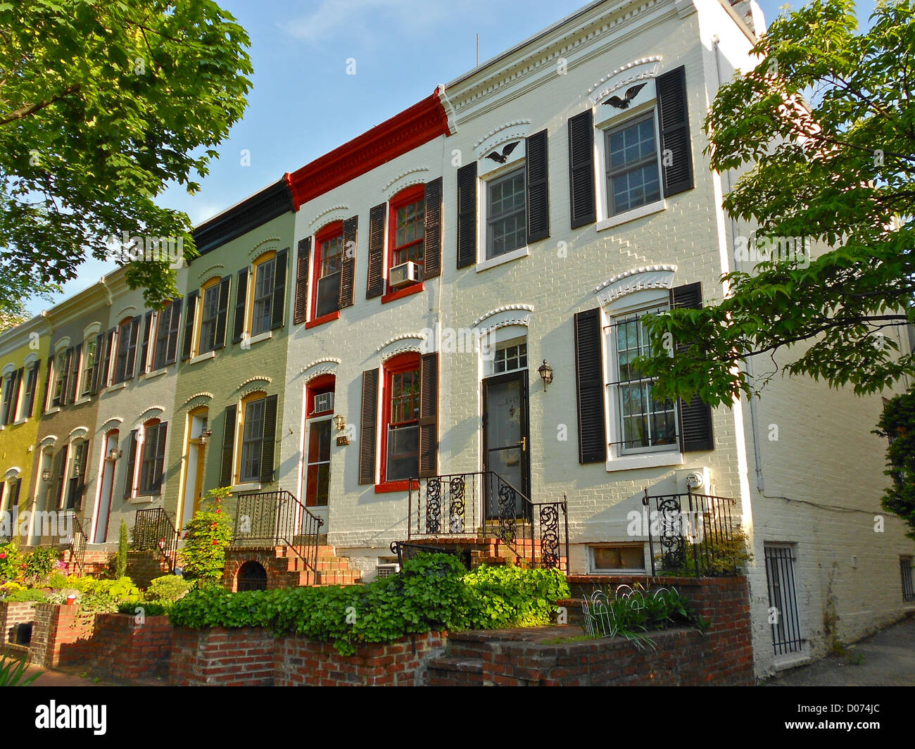 Row houses in the Foggy Bottom Historic District in Washington DC Stock Photo