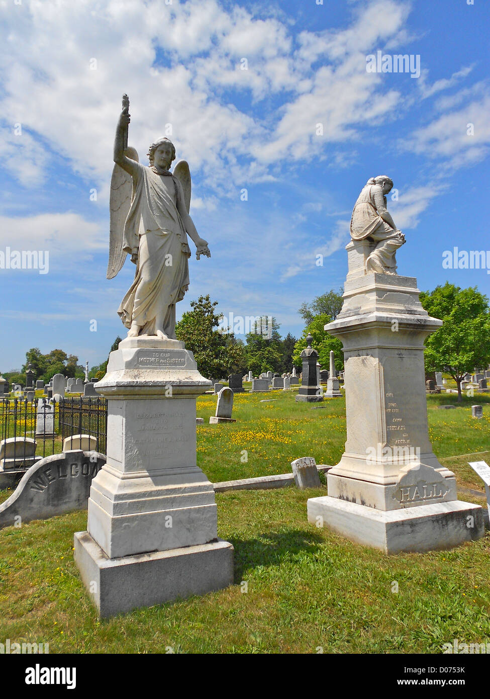 Graves of elizabeth left and mary ann hall in washington hires stock