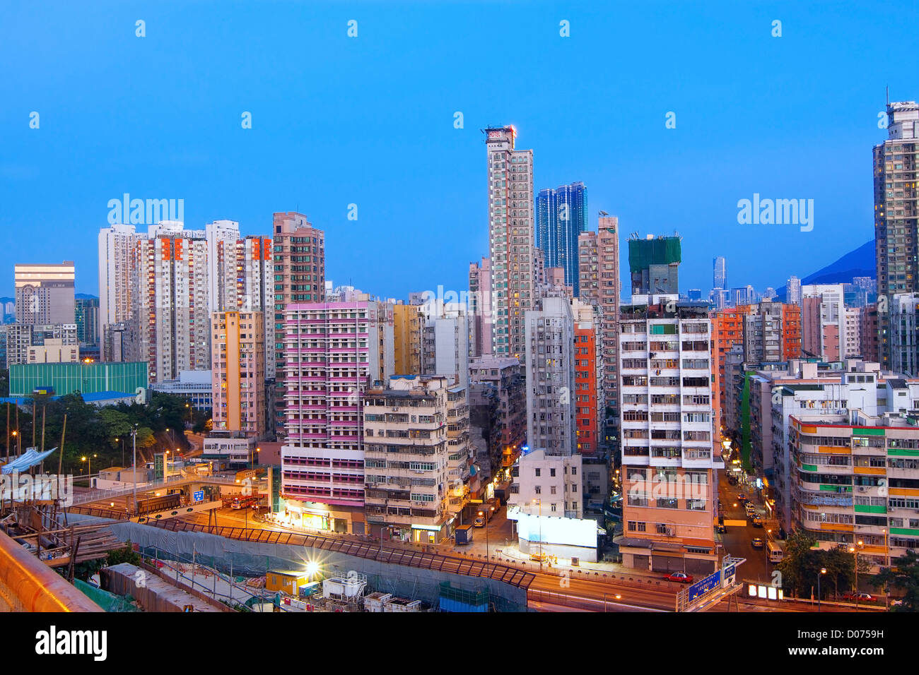 office building at sunset in hong kong Stock Photo - Alamy
