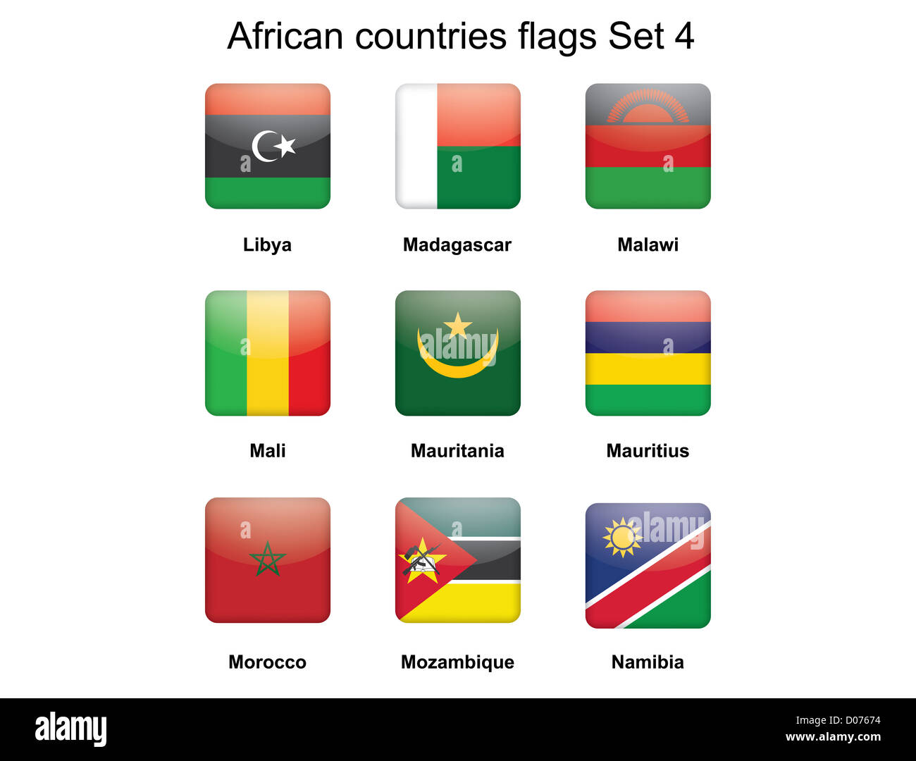 buttons with African countries flags set 4 Stock Photo - Alamy