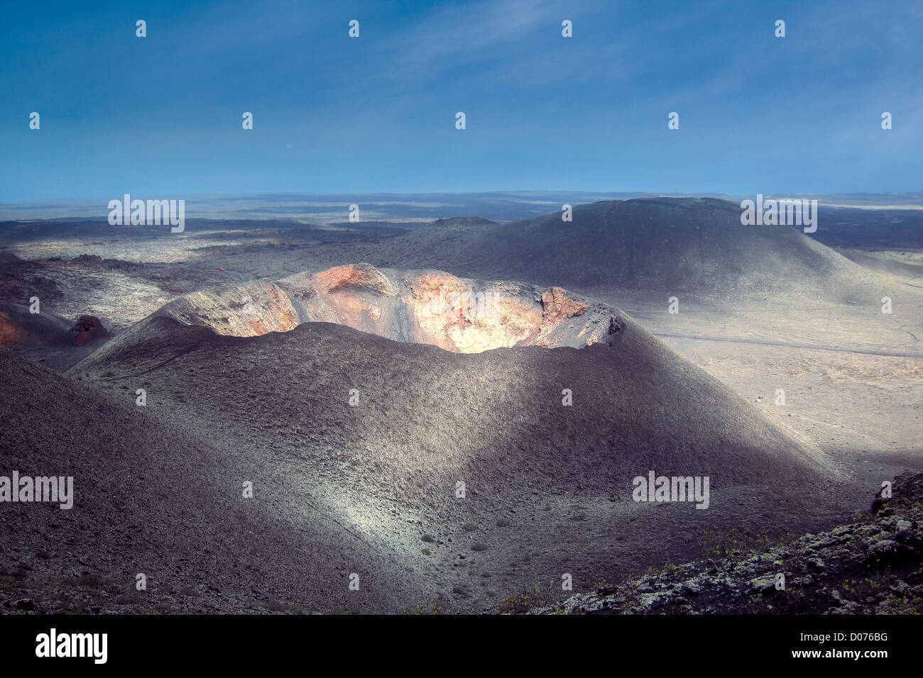 The volcanic landscape of Timanfaya National Park in Lanzarote, the Canary Islands Stock Photo