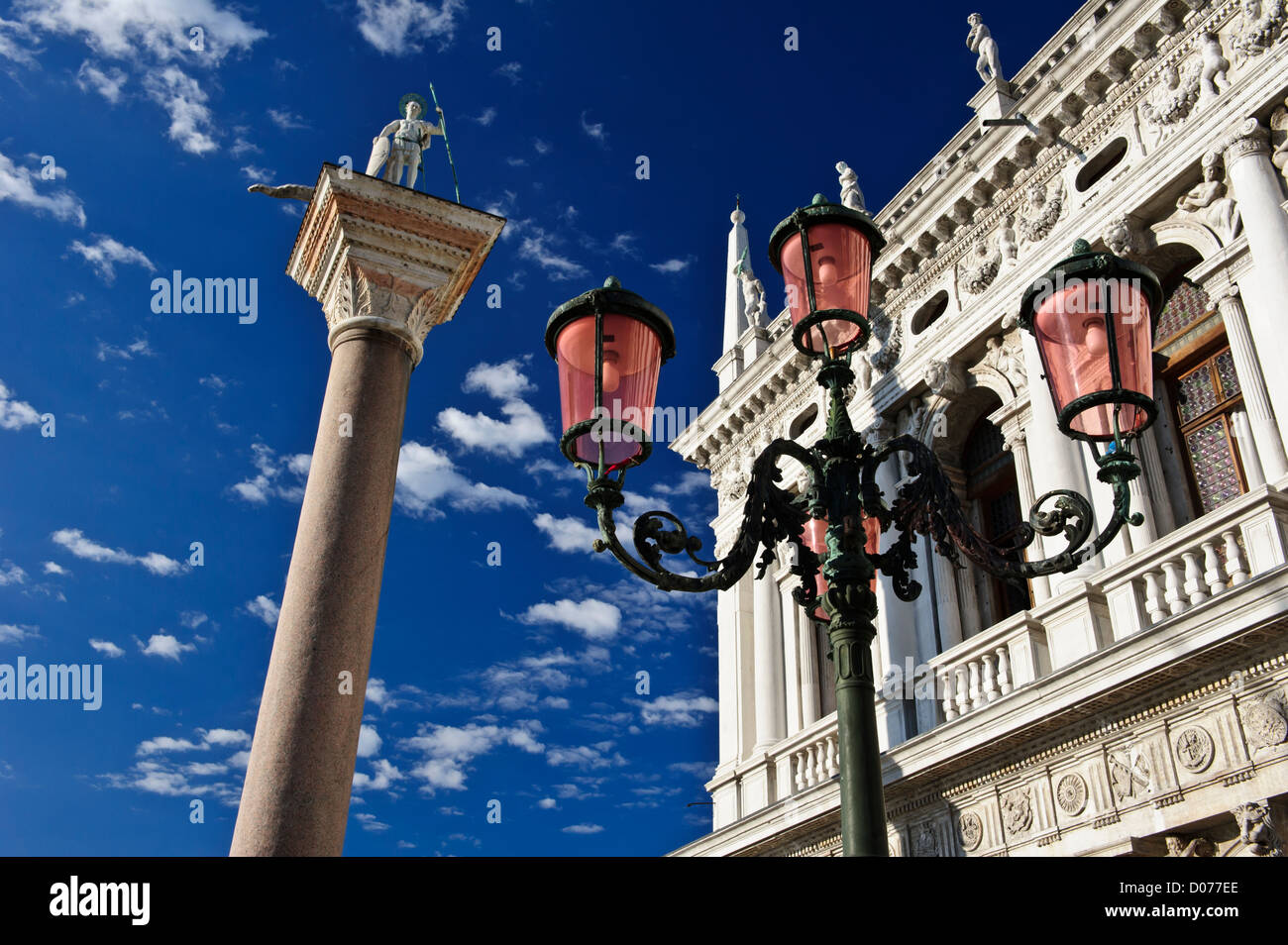 Iconic St Theodore column in St Mark's Square, Venice, Italy Stock ...