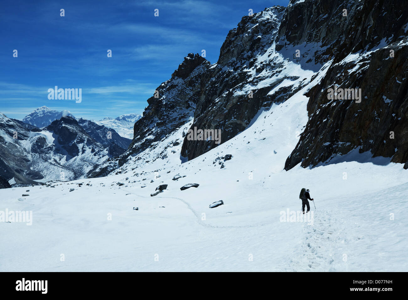 Climber in Himalayan mountain Stock Photo