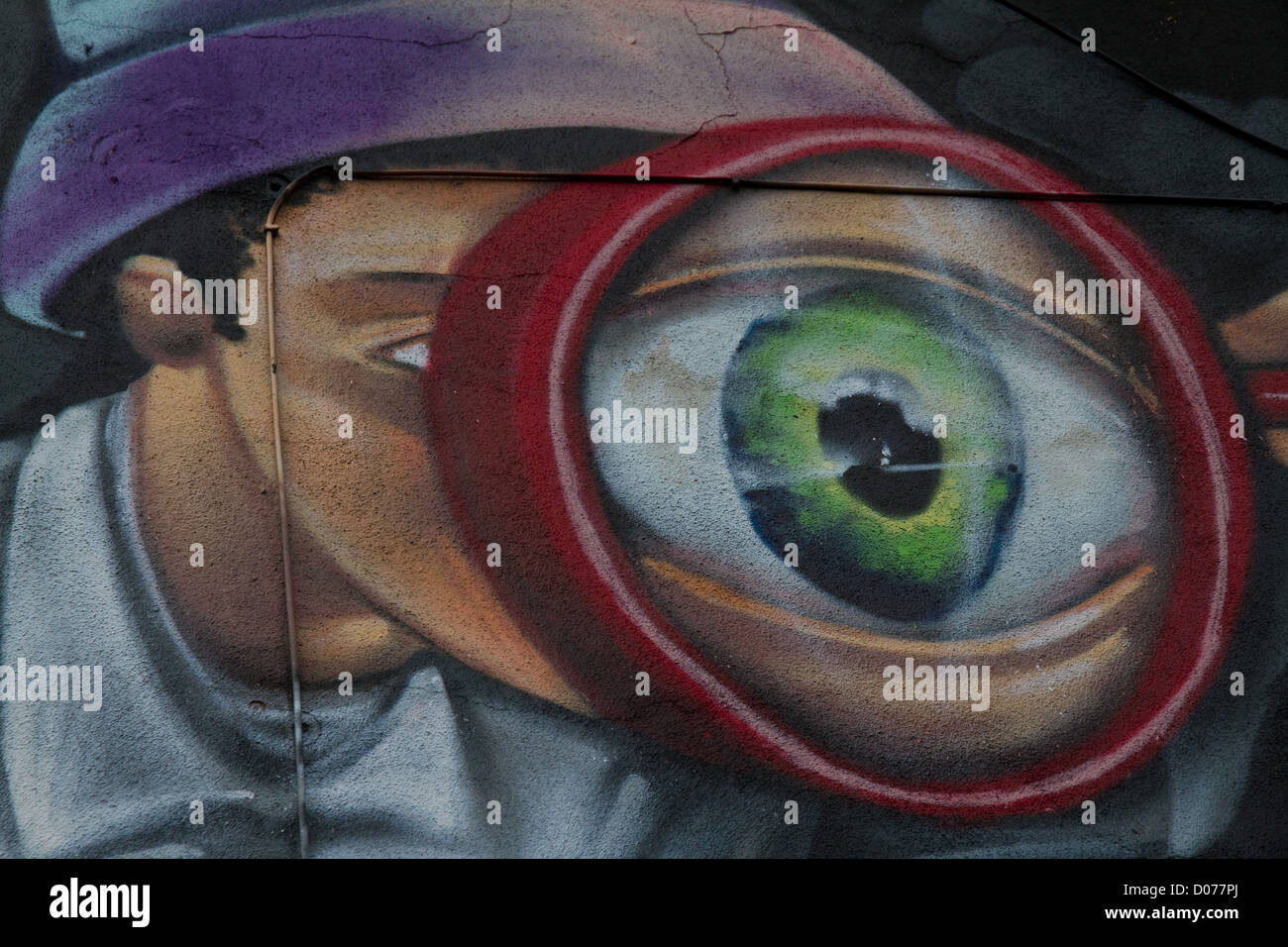 Detail from a huge piece of urban art in Bedminster, Bristol a boy