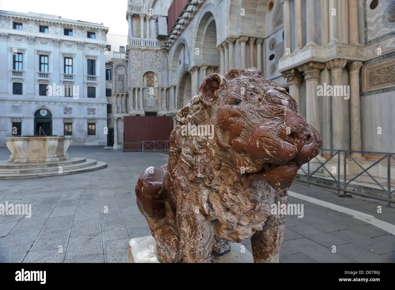 Small lions statue by St Mark's Basilica, St Mark's Square, Venice