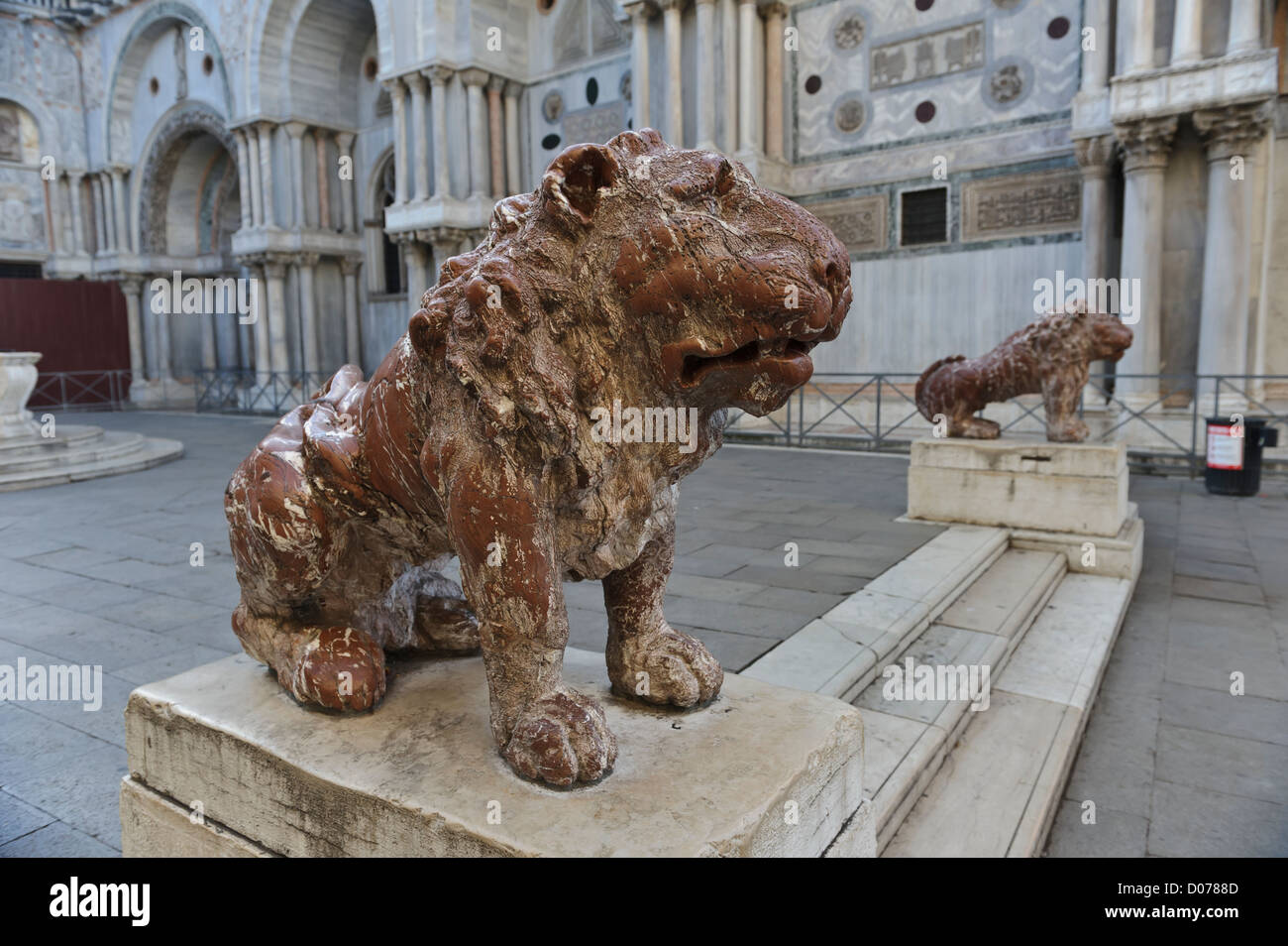 Small lions statues by St Mark's Basilica, St Mark's Square, Venice