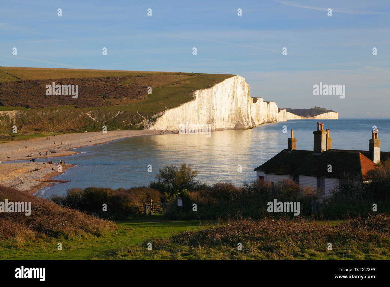 Seven Sisters cliffs, South Downs National Country Park and coastline from Seaford Head East Sussex England UK GB Stock Photo