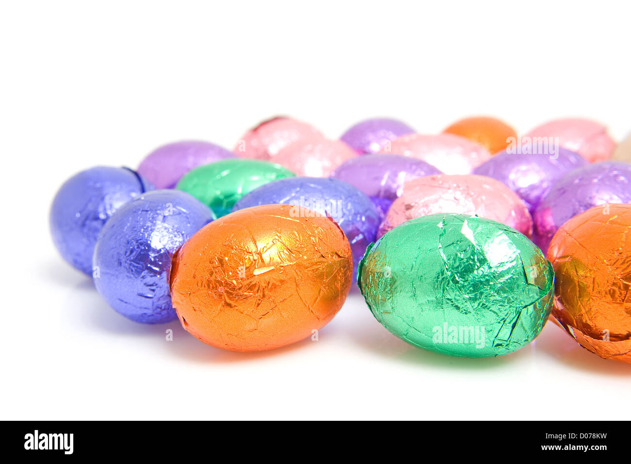 colorful chocolate easter eggs over white background Stock Photo - Alamy