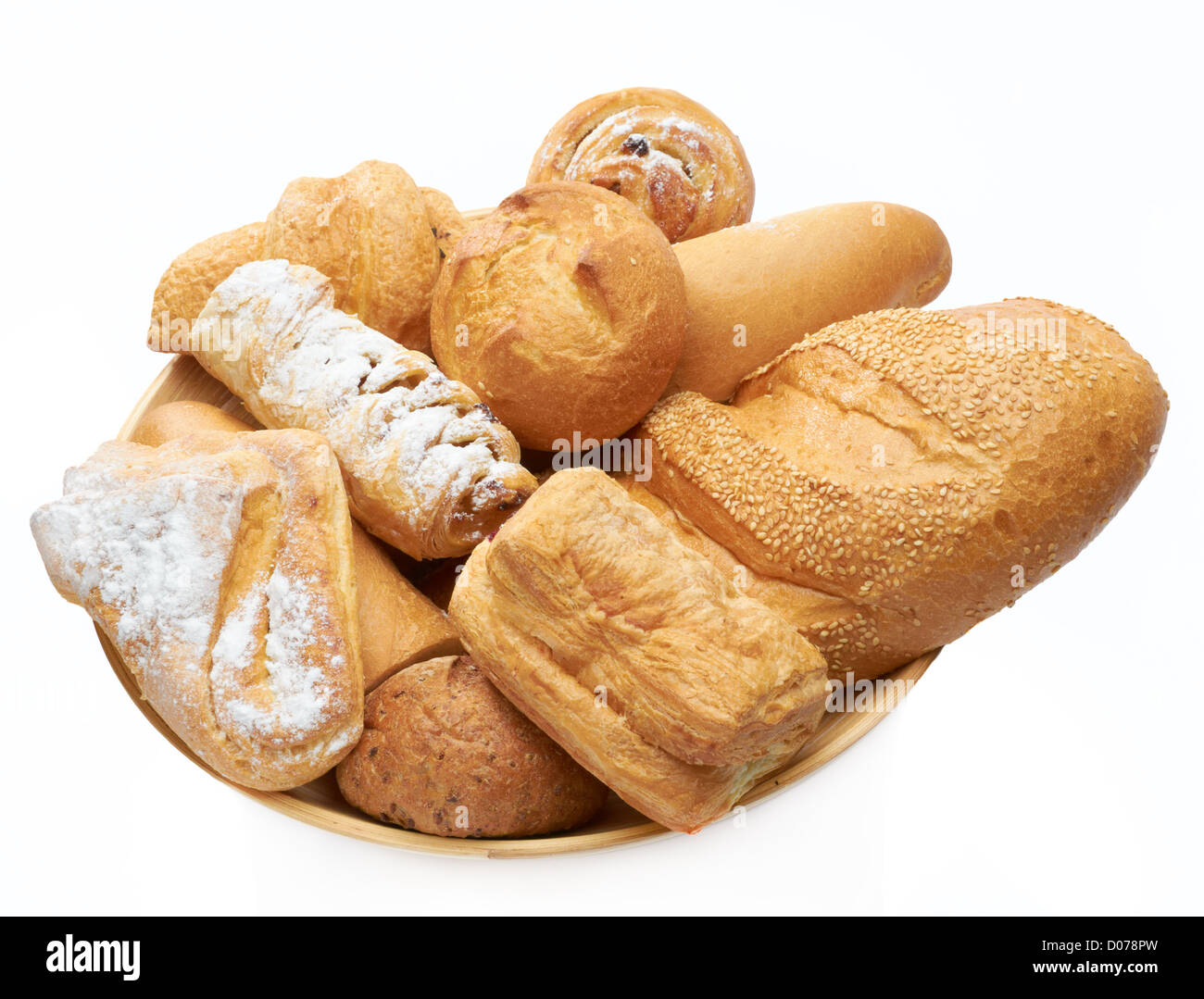 Bread on the dish isolated Stock Photo