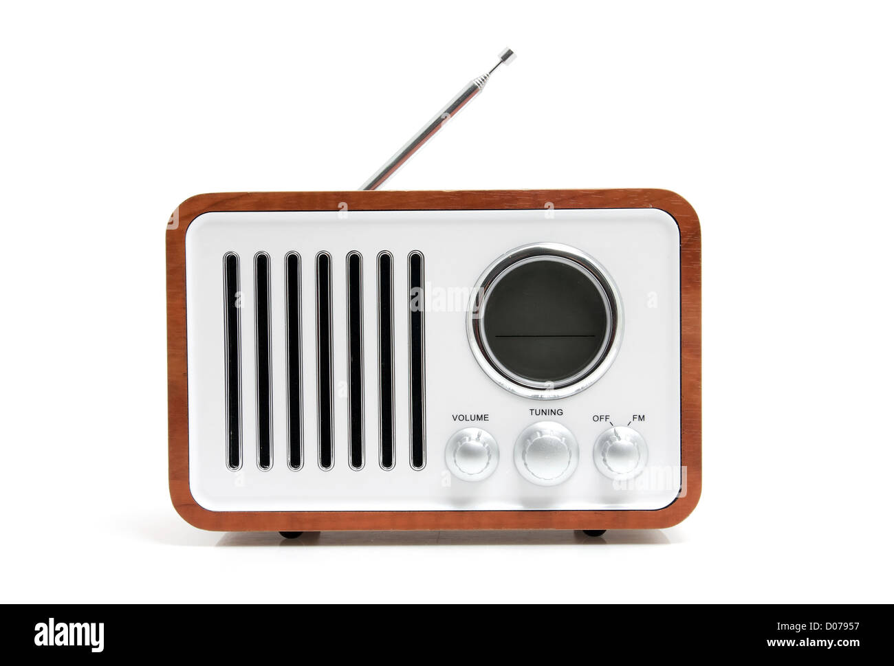 Old fashioned radio isolated on white background Stock Photo