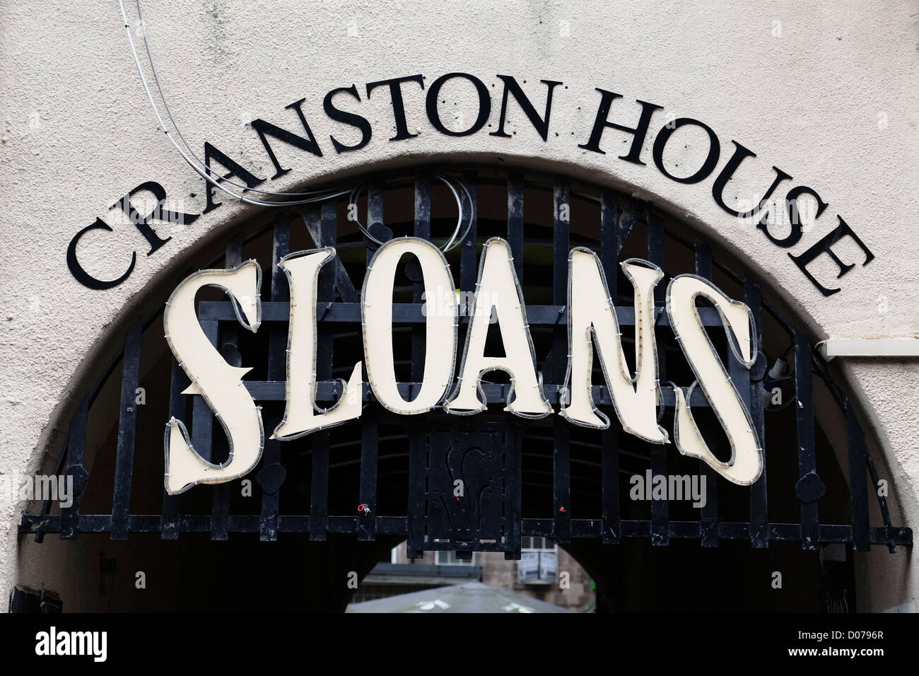 Sloans and Cranston House sign in Glasgow, Scotland, UK Stock Photo