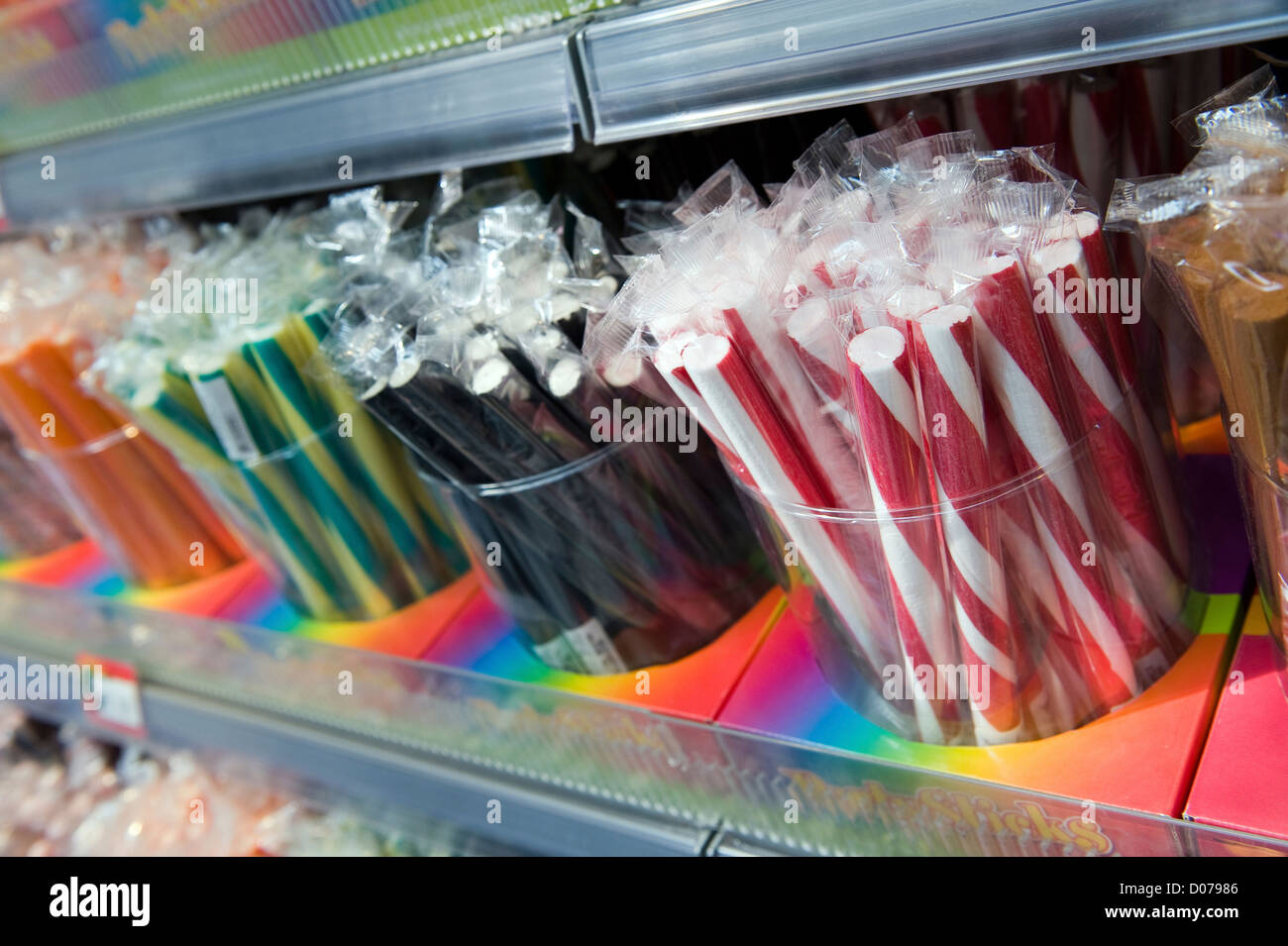 A lot of different acid grips and other sweets in a candy store Stock Photo