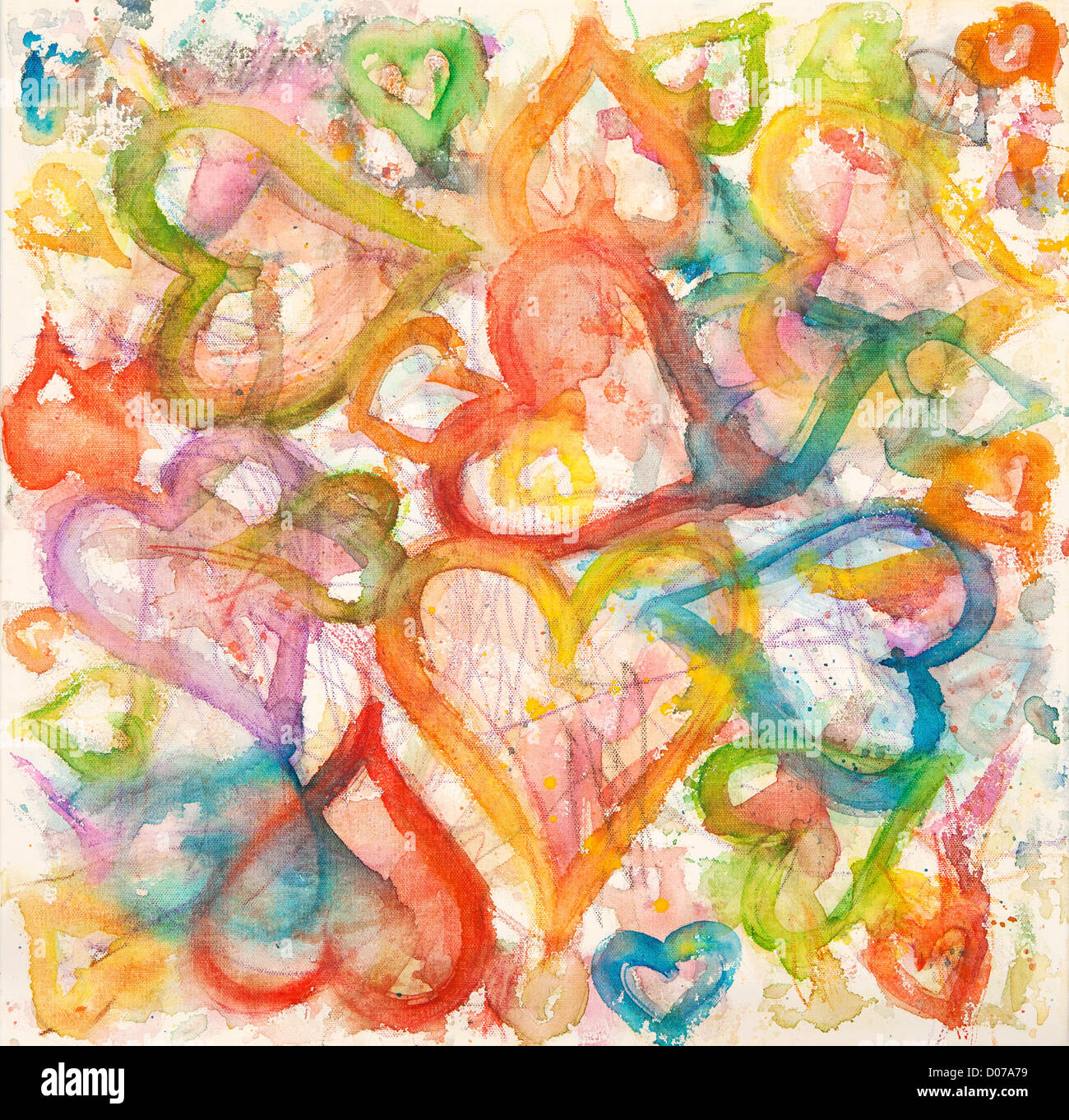 Watercolor heart painting Stock Photo - Alamy