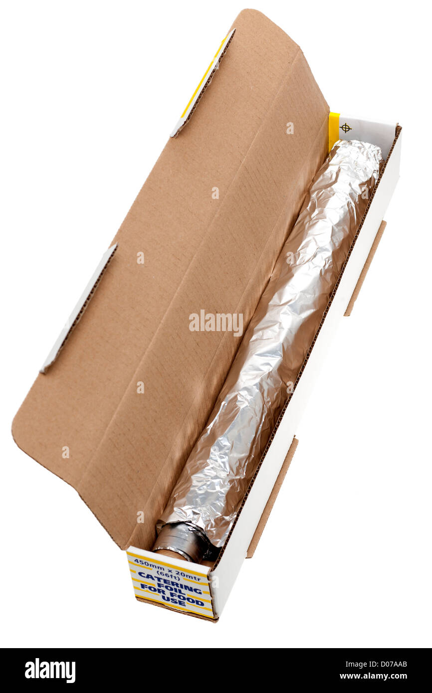 Long boxed length of Catering aluminium baking foil from Cater-Foil Stock Photo