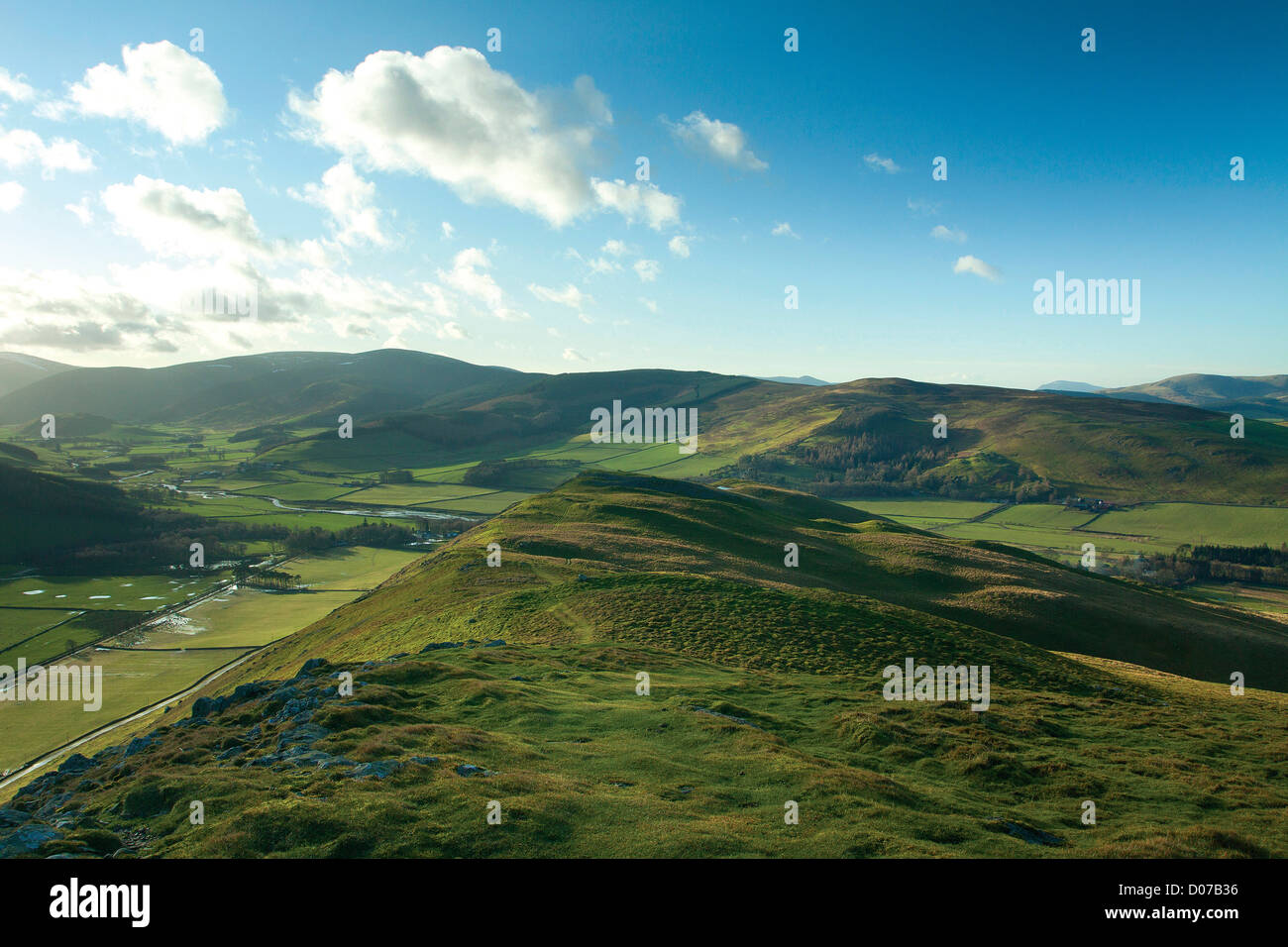 The River Tweed and the Tweed Valley from Cademuir Hill, Peebles Stock Photo