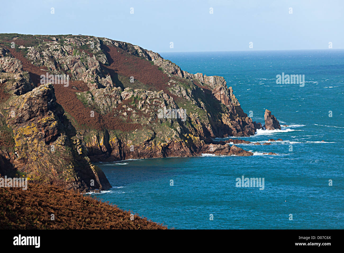 Sea cliffs on the west coast of Jersey, Channel Islands, UK Stock Photo