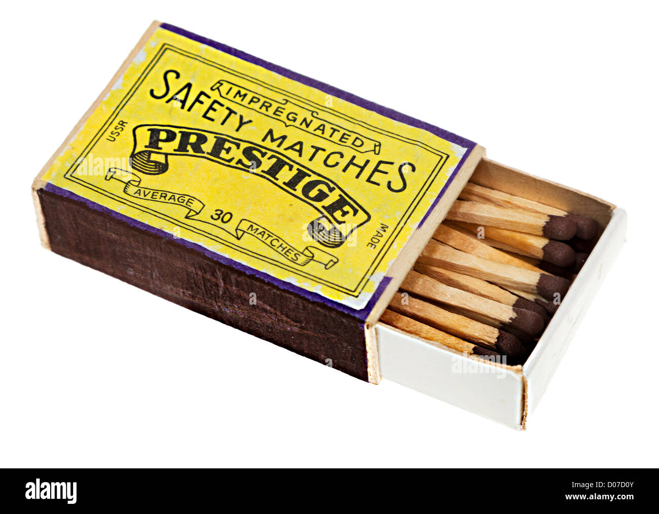 Classic old matchbox made from wood, UK Stock Photo
