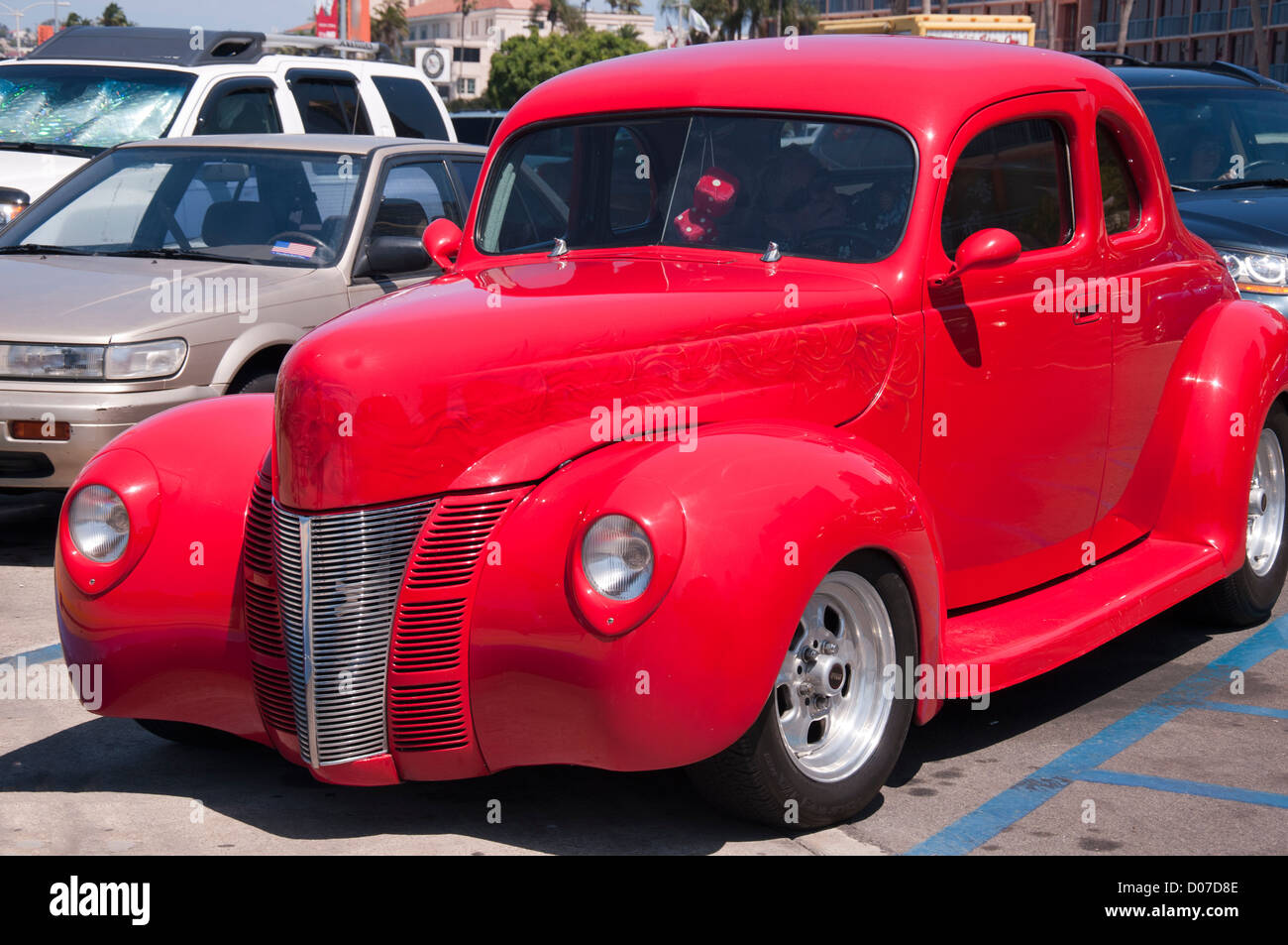 Red Retro Car in San Diego California USA Stock Photo Alamy