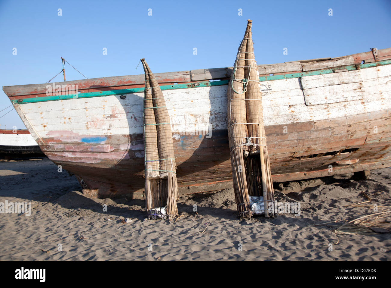 Cabalitos de Totora, tortora reed fishing rafts in Pimentel, a fishing ...