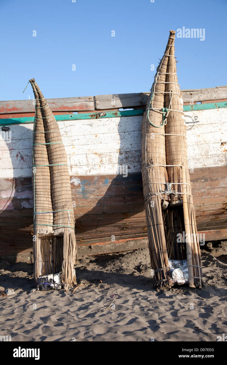 Cabalitos de Totora, tortora reed fishing rafts in Pimentel, a fishing ...