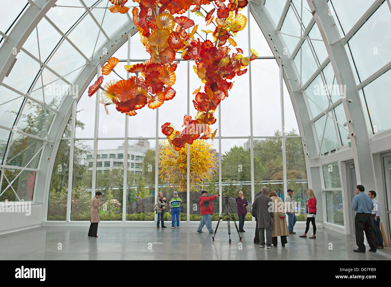 Washington, Seattle, Seattle Center. Part the Glasshouse at the Chihuly ...