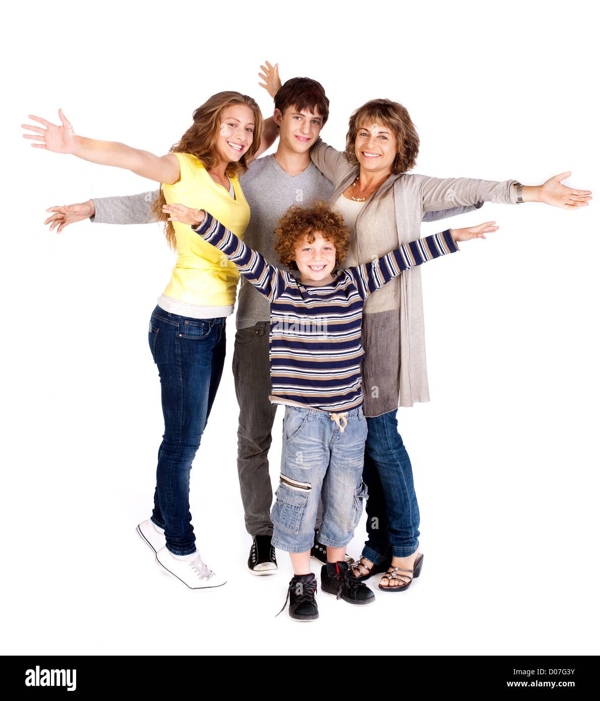 Portrait of happy family isolated on a white background Stock Photo - Alamy