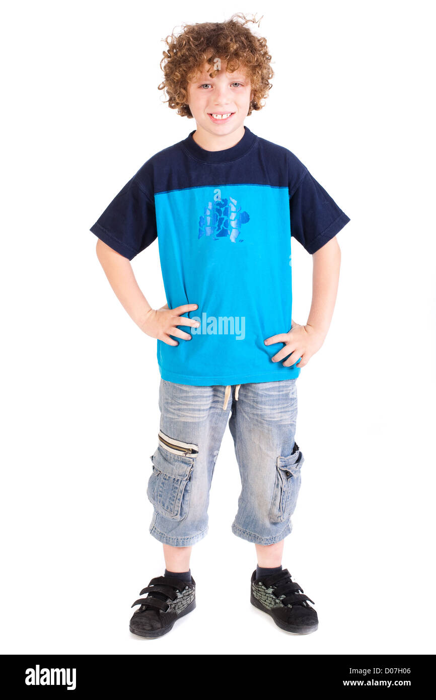 Portrait of an adorable young preschool boy on white background Stock ...