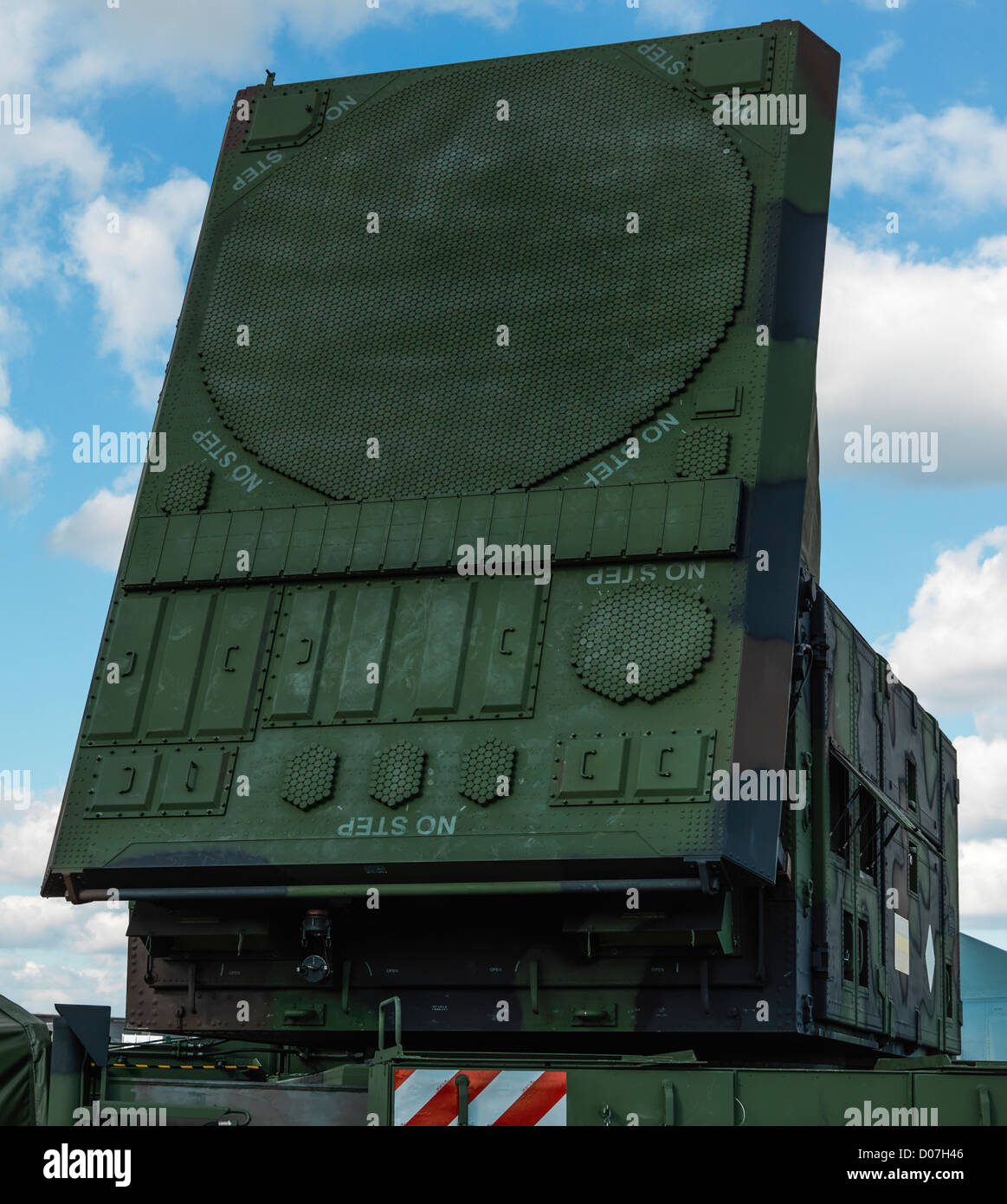 German Patriot surface to air missile radar on display. Stock Photo