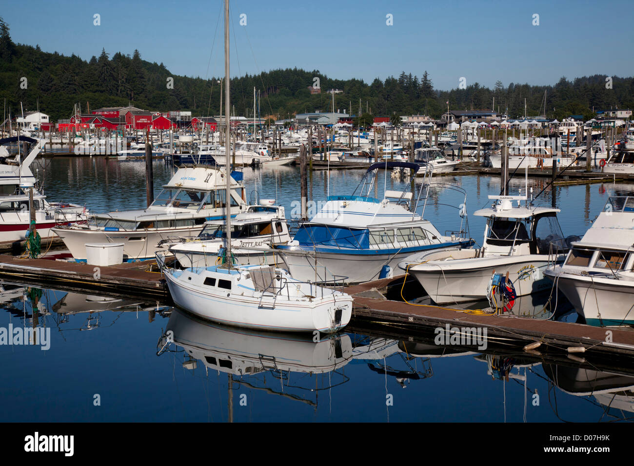 WA, Ilwaco, Marina, at Port of Ilwaco, with fishing boats and cannery