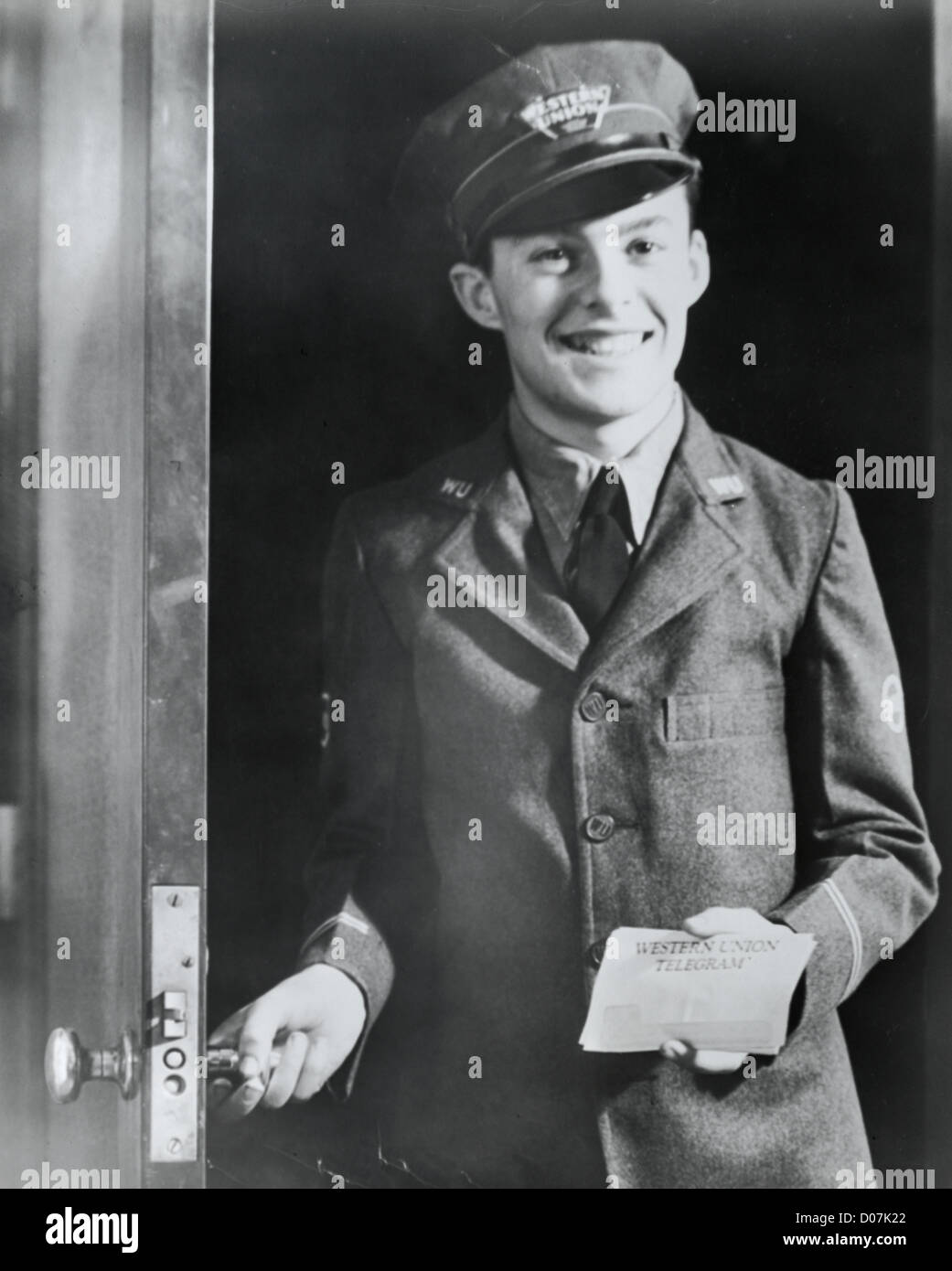Vintage portrait of man in Western Union uniform Stock Photo