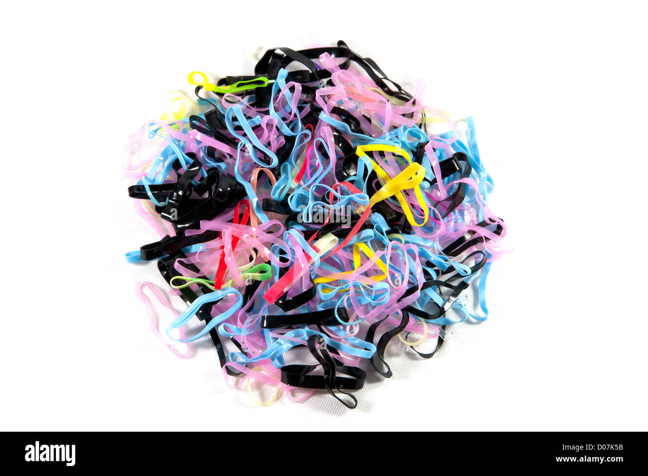 Colorful rubber band on a white background Stock Photo - Alamy