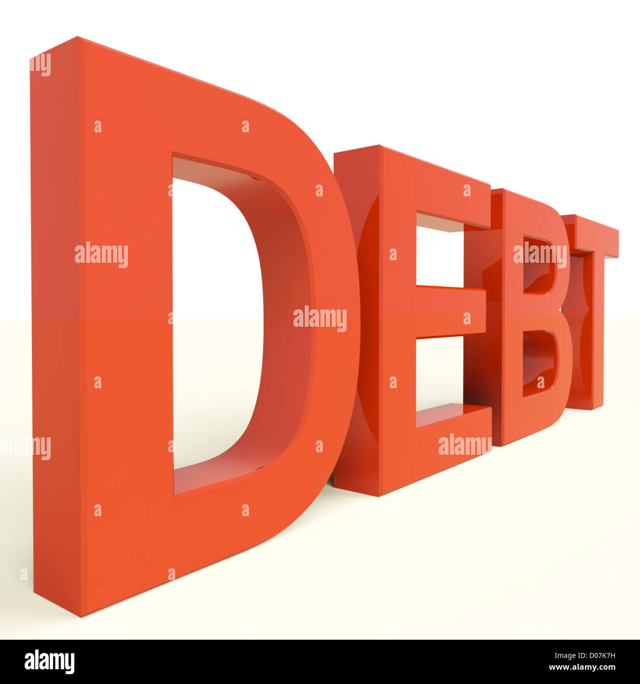Debt Red Word Showing Bankruptcy Poverty And Being Broke Stock Photo