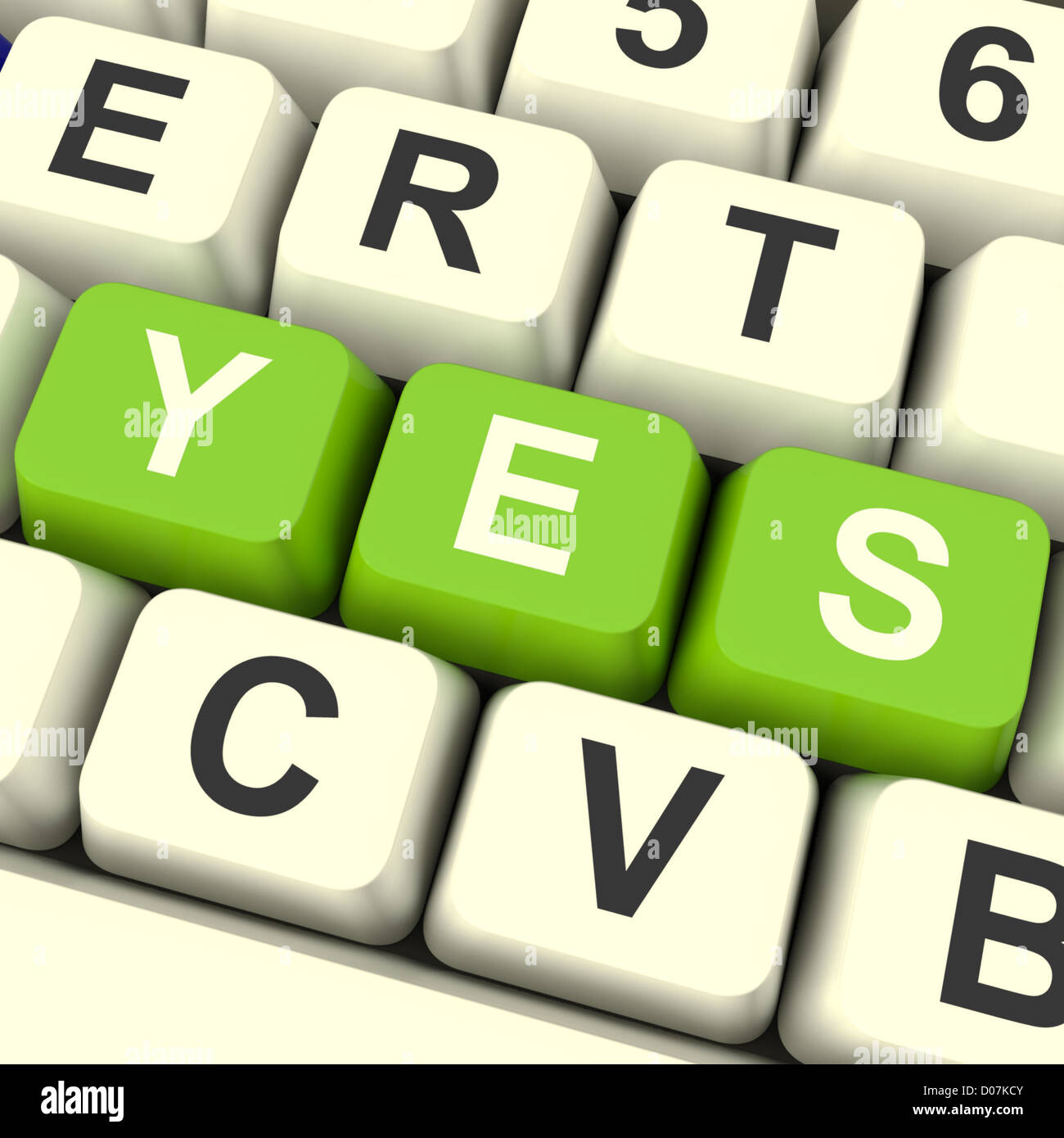 Yes Computer Keys In Green Showing Approval And Support Stock Photo