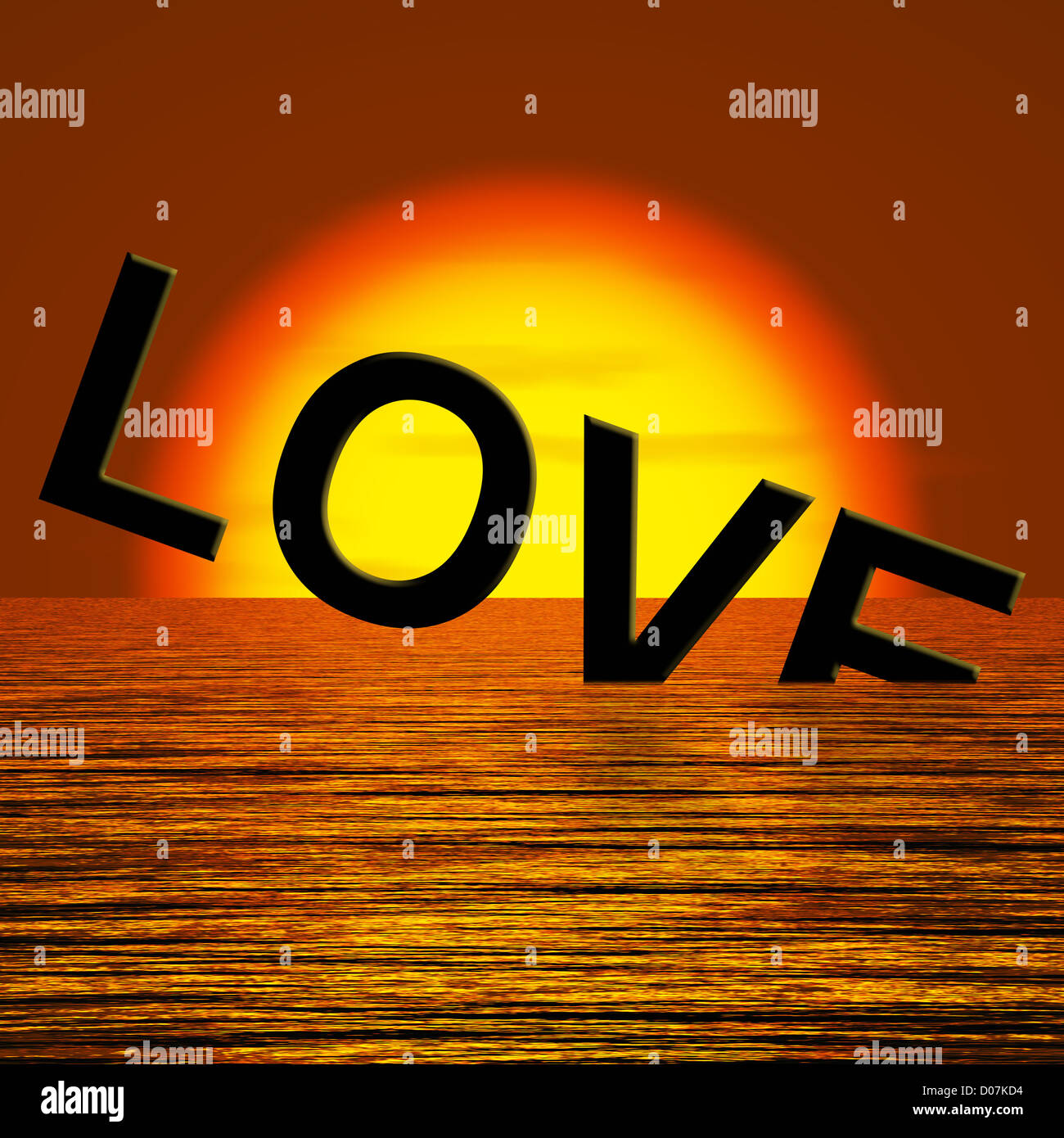 Love Word Sinking In THe Sea Showing Loss Of Love And Broken Heart Stock Photo