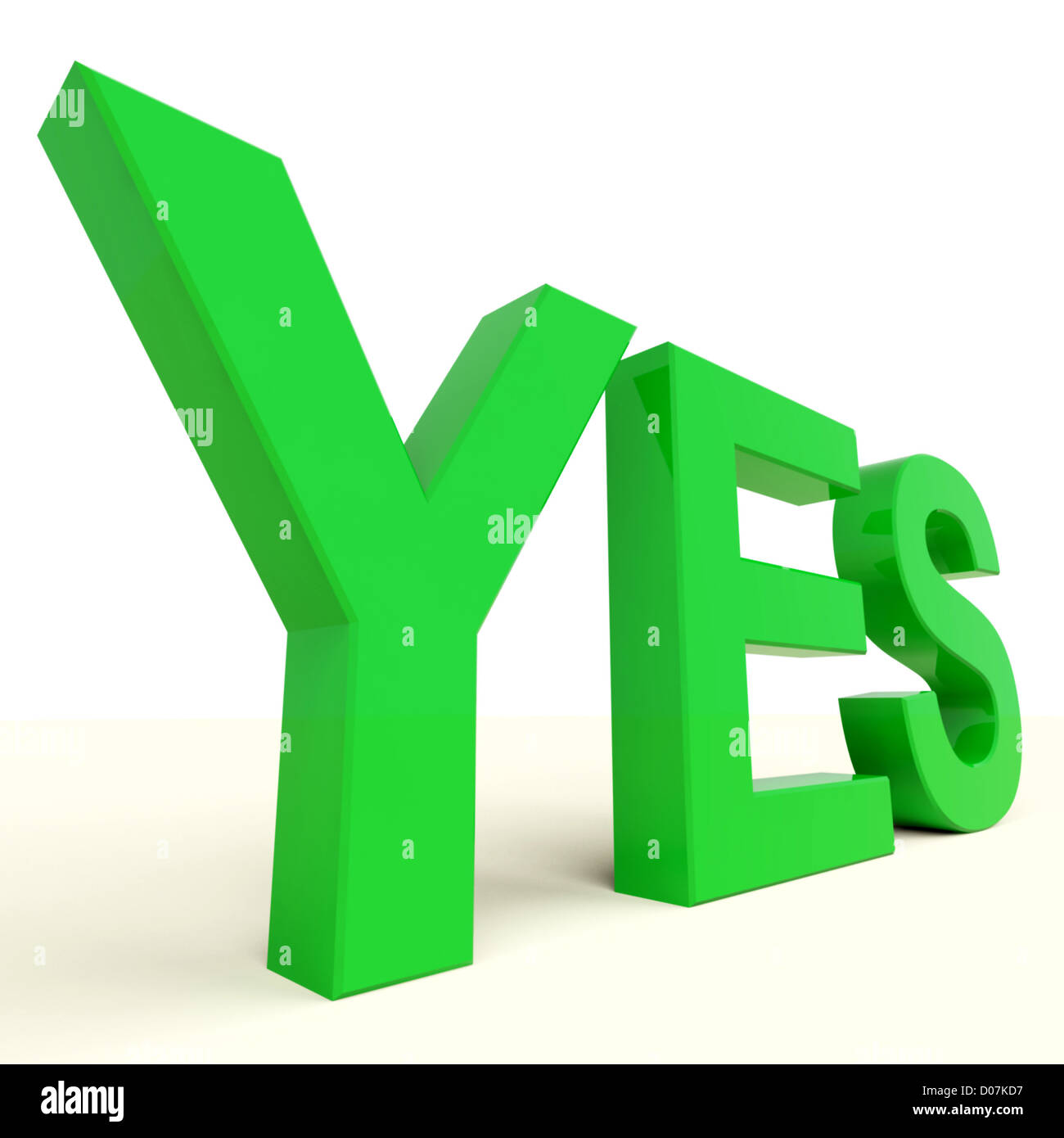 Yes Green Word On Table Showing Approval And Support Stock Photo